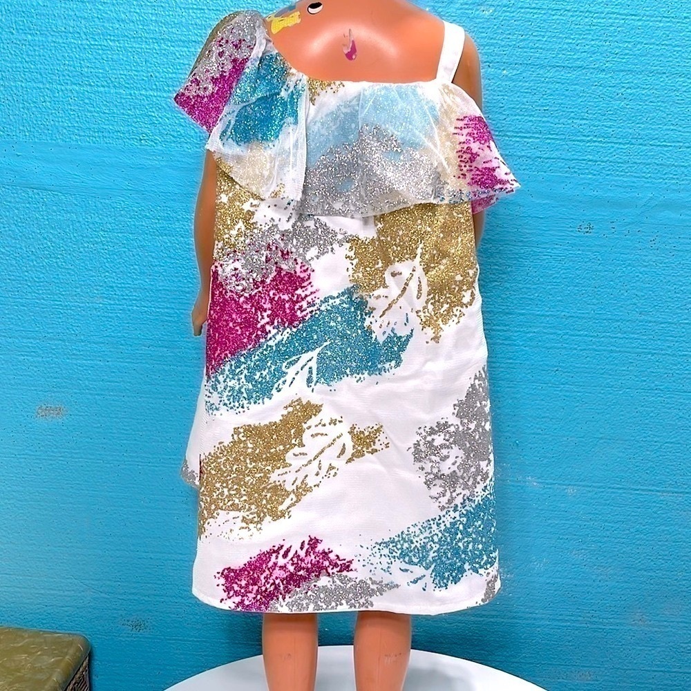 Pocahontas Disney Park Princess Glitter Shift Dress Dress Up Play Sizes 3 & 4 - Picture 8 of 11